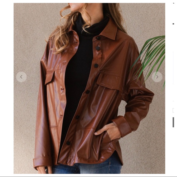 IN BEIGE Most Fabulous Faux Leather Jacket with side pockets - Picture 7 of 8